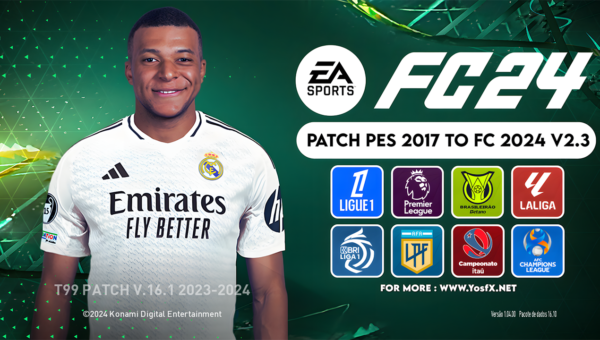 PATCH PES 2017 TEMPORADA 2025 COM PLACARES REAIS FACES E UNIFORMES