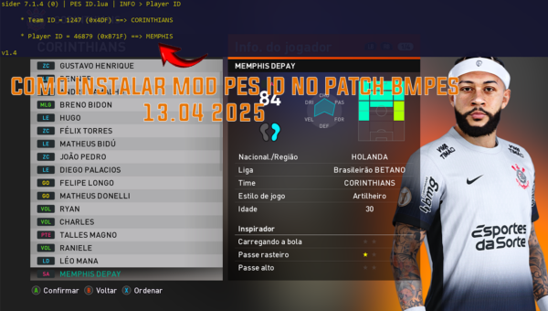 COMO INSTALAR MOD PES ID NO PATCH BMPES 13.04 2025
